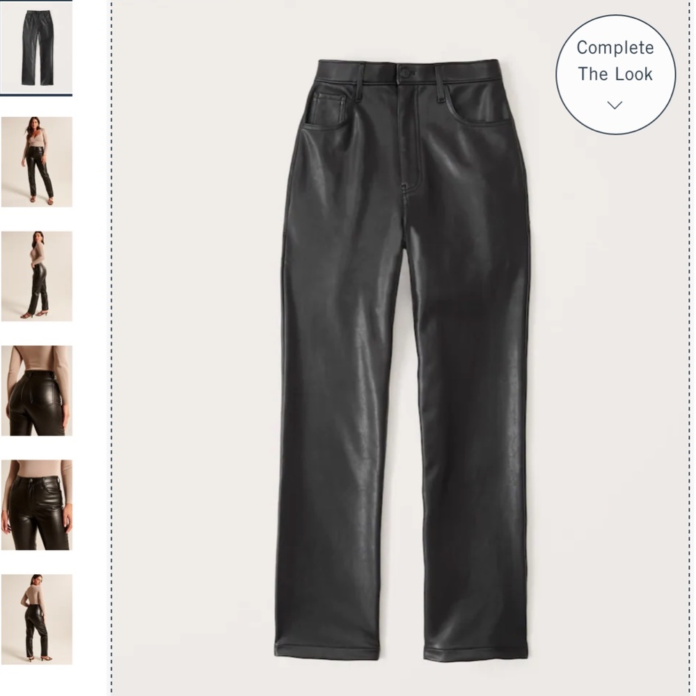 Abercrombie & Fitch Curve Love Vegan Leather 90s Straight Pants
